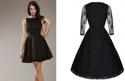 Vľavo šaty Nife Merci Black, 46 €, vpravo šaty Lindy Bop Lisette Black, 66 €, oboje Blanka Straka