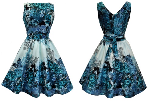 Šaty Lady V London Teal Rose Floral Collage Tea, 69 €, Blanka Straka