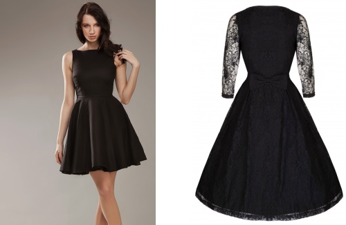 Vľavo šaty Nife Merci Black, 46 €, vpravo šaty Lindy Bop Lisette Black, 66 €, oboje Blanka Straka