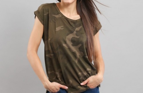 Urban Classic Ladies Camo Back Shaped Tee