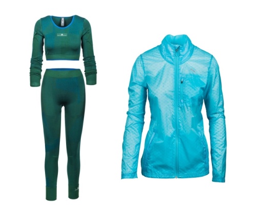 tričko Adidas – pôvodná cena 98 €, Outletová cena 32 €, legíny Adidas – pôvodná cena 108 €, Outletová cena 34 €; bunda Puma – pôvodná cena 97 €, Outletová cena 19 €